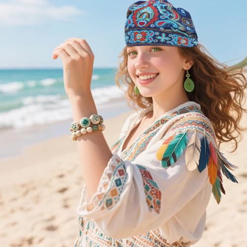 4 Piezas Gorro Bandana Boina Étnica Mujer miniatura 3