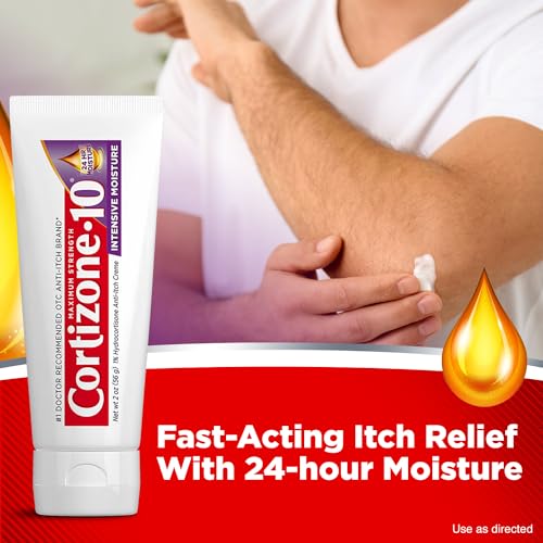 Image of Cortizone-10 Maximum Strength Intensive Healing Itch Relief Cream, 1% Hydrocortisone, Fast-Acting, Anti-Itch Cream for Bug Bites, Rash, Eczema, Psoriasis, Poison Ivy, Oak, Sumac & More