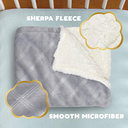 Sherpa Fleece Baby Blanket Reversible - Breathable Microfiber Plush Receiving Blanket- Great Throw Blanket For Cribs, Strollers, Baby Car Seat Travel, Indoor & Outdoor Use - 30” X 40” #TOP1