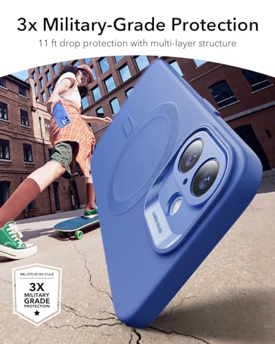 Image of ESR for iPhone16 Case with MagSafe, Supports Magnetic Charging, Smooth & Slim Silicone Case, Shockproof, Full Screen and Camera Protection, Soft Microfiber Lining,Ultramarine