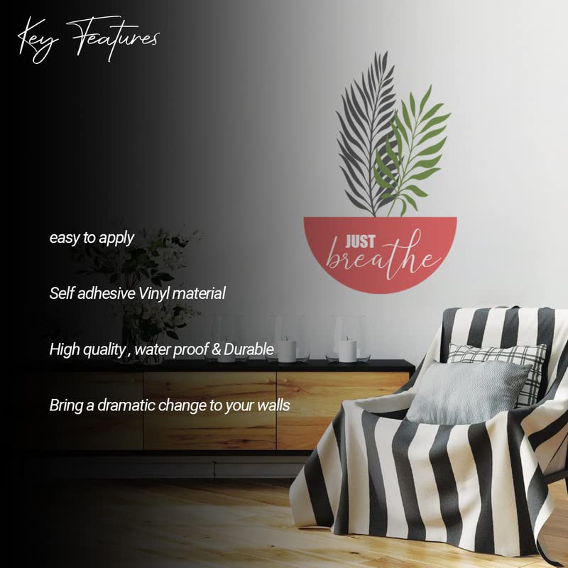 Image of Kotart - Just Breathe Wall Stickers /Decals - PVC Vinly HD Leaf Printed Sticker for Living Room Bedroom Balcony Studio Wall Decor