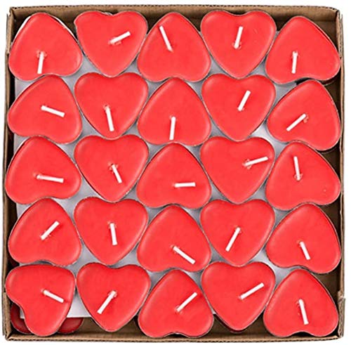 Gearmax 50 Pièces de Bougies Romantique en Forme de Coeur, Bougie Sans Fumée Créatif (Rouge) Cover