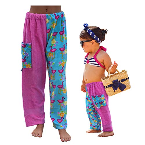 Paradise Towelwear Co. Towel Pants for Swimmers – Cotton Terry Towel Pants – Beach Coverup – Resort Wear – Swim wear Pink