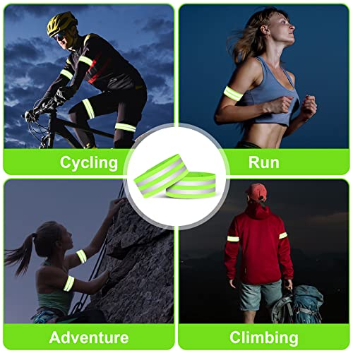 URAQT Reflektorband,4 Stücke Universal Doppel Reflektorbänder Running Sicherheitsband Reflektierend Neon Reflektorbänder für Radfahren Joggen Geeignete Reflektoren für Kinder & Erwachsene