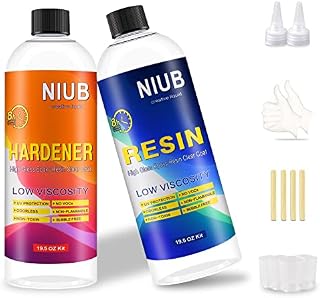 Epoxy Resin, 39Oz/1120g Crystal Clear Epoxy Resin Kit for Casting, Art, Coating, Tumblers, Jewelry Making, River Tables, NIUB Resin Kit