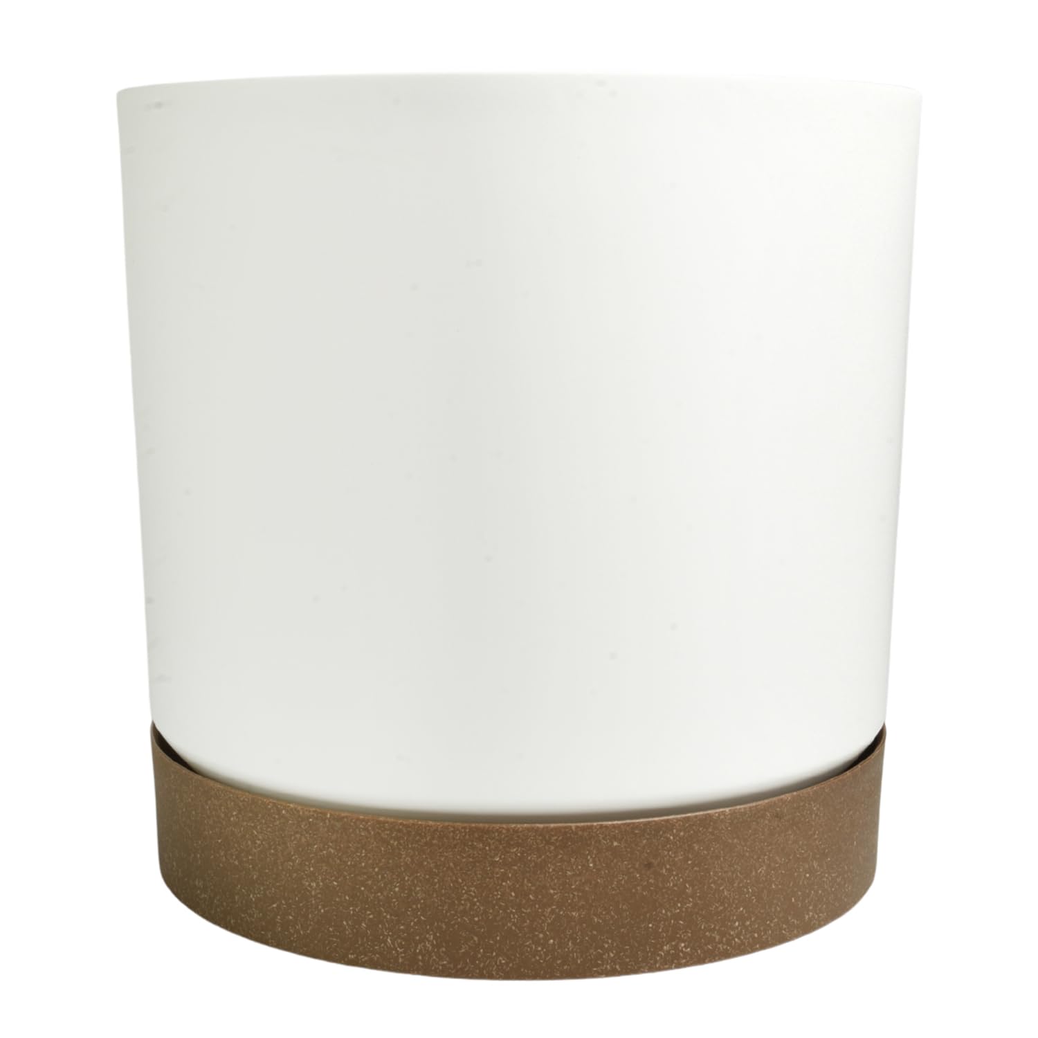 B2C Flower Pot Planter with Saucer Two Tone Matt Modern Decor Plastic Modern Cylindrical Planter with Drainage Holes Lightweight & Weather-Resistant Indoor & Outdoor (White, 3.2L (D178mm x H175mm))