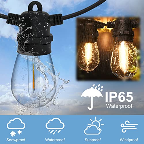Haohiyo S14 Led Outdoor String Lights 48Ft Shatterproof Patio Lights Ip65 Waterproof Edison Vintage Backyard Lights For Outdoor Lighting, Café Porch, Bistro Garden, Party, Camping Etc #TOP3