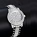Kchss Silver Watch for Women Interior Full Diamond Bling Rhinestone Iced Out Quartz Crystal Stainless Steel Ladies Wrist Watch