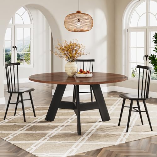 Tribesigns Runder Esstisch, 120cm Runder Business Besprechungstisch mit Holzfuß für Büro Besprechungsraum