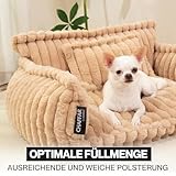 noviclass® Katzensofa Chaffar | Katzenbett Hundebett Hundesofa | Orthopädische Matratze | Moderner Stil | Cord-Design Größen (Kamel, M (80cm))