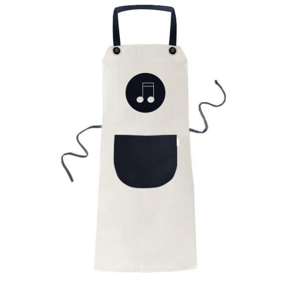 Tablier de cuisine notes de musique en tissu beige durable avec poche noire