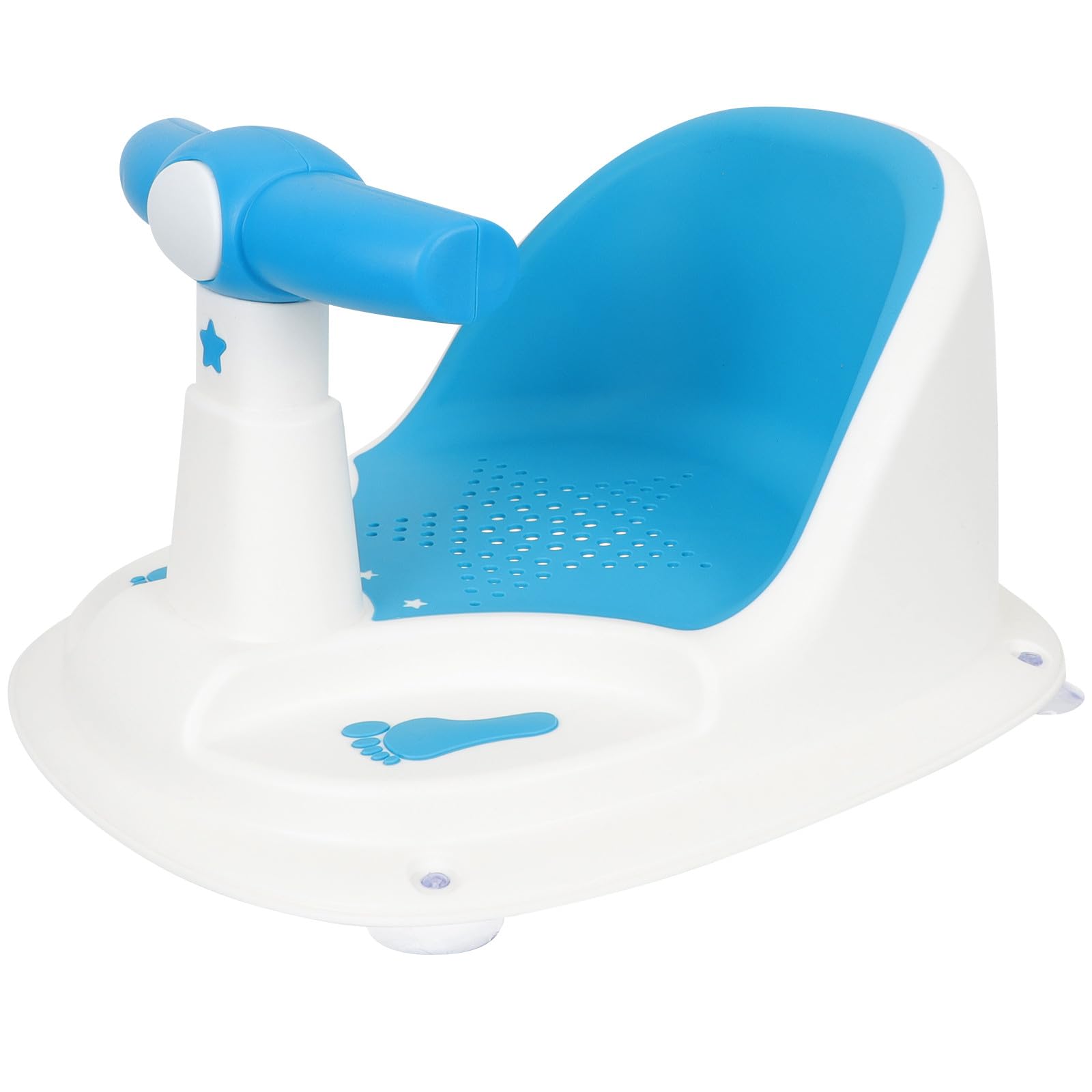 ORFOFE Asiento de Baño para Ñiño de 6 a 12 Meses Ventosas de Succión y Soporte Cómodo, Silla de Baño Segura y Antideslizante para Ducha y Bañera Azul