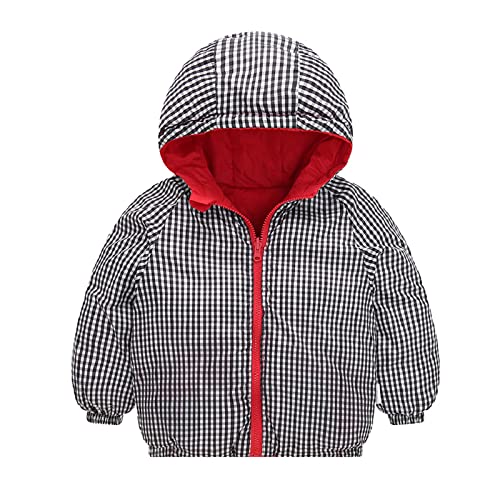 Toddler Fall Jackets Winter Coats with Hood Light Plaid Lined Puffer Jacket for Boys Girls Zip Up Windproof Outerwear Pockets3