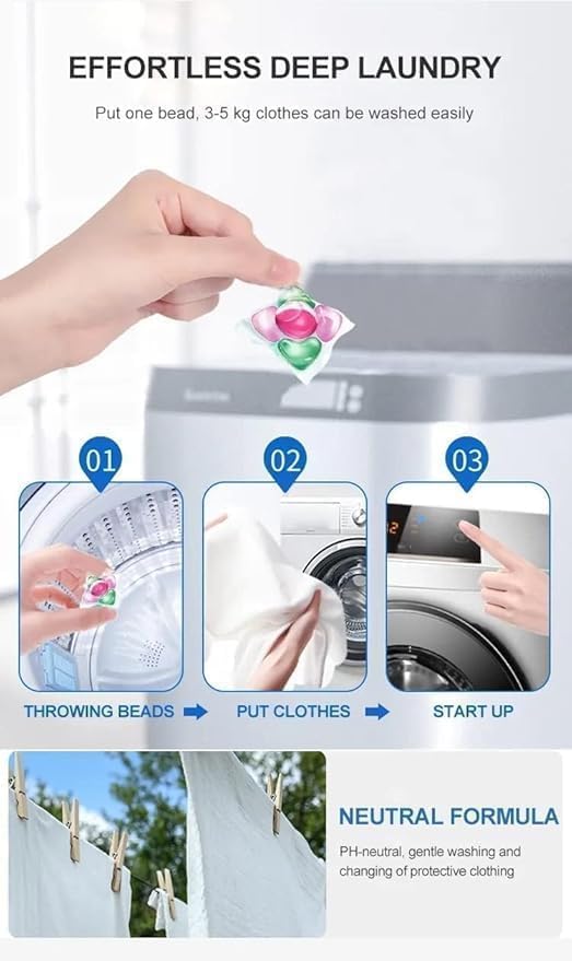 BELARO 5 In 1 Laundry Detergent Soap Pods, Multi-purpose Strong Decontamination Detergent Clothe Washing Pods, Free & Gentle Powerful Clean In One Step, Apartment Essentials (20) 3