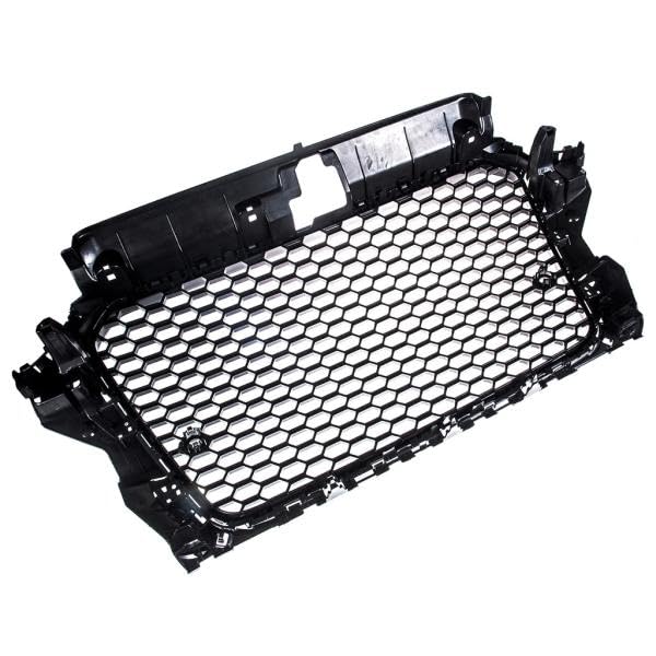 Grille de radiateur/calandre sport compatible avec Audi A3 8V 12-16 Noir brillant en design nid d'abeille