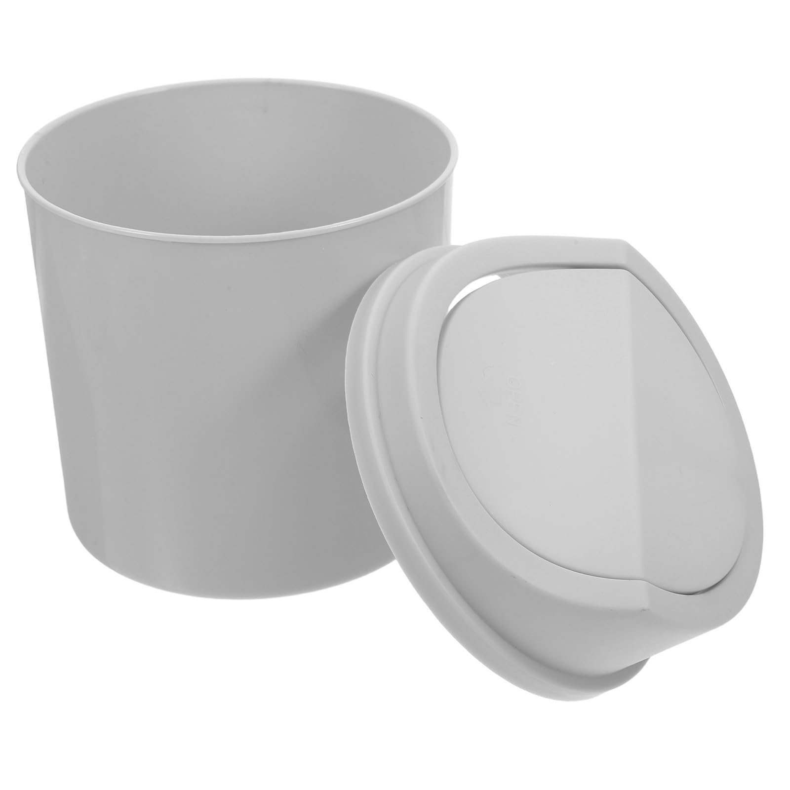 Veemoon Mini Trash Can with Rotating Lid 2l Small Desktop Garbage Can Gray Compact Tabletop Wastebasket for Office