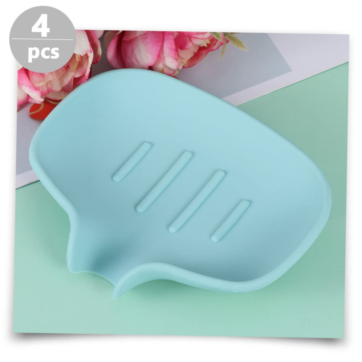 Jabonera Escurridora de Silicona, Pack de 4, Diseño Moderno
