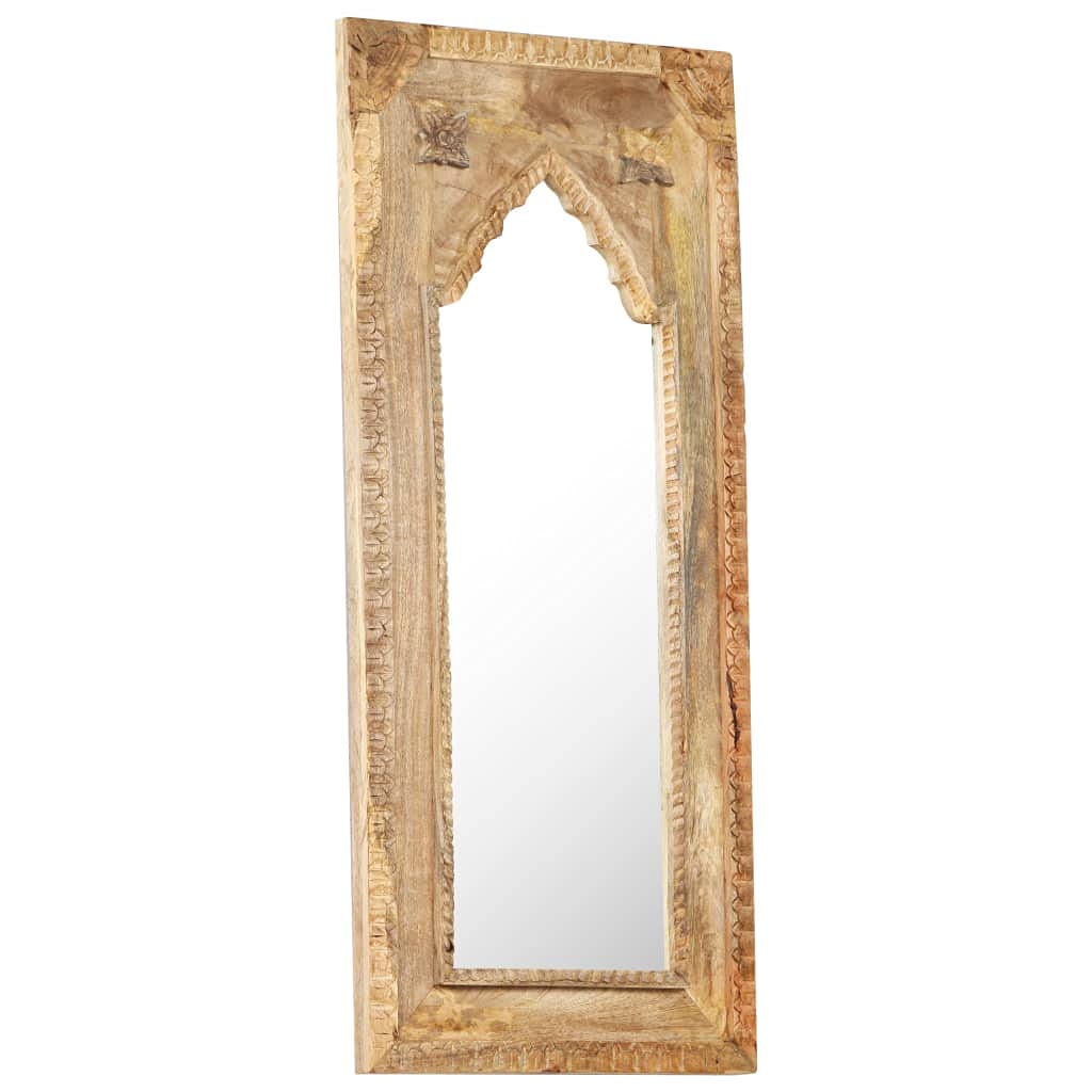 vidaXL Miroir Mural Miroir de Maquillage Miroir Cosmétique Salle de Bain Couloir Maison Intérieur 50x3x110 cm Bois de Manguier Massif