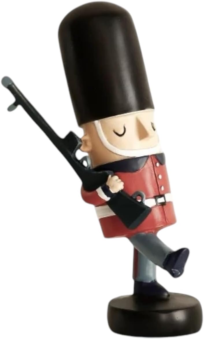 NEIDE The Creative Nutcracker Puppet Small Ornaments Named British Patrol Guard Soldier and Dog, Designed for Home Wine Cabinet and TV Cabinet Decoration