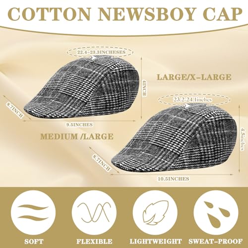 Image of Newcotte Newsboy Cap for Men Classic Herringbone Tweed Flat Cap Irish Beret Hat for Cabbie Driving Hunting