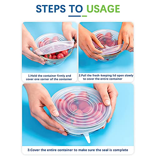 RYHX Silikondeckel Dehnbar, 14 Stück BPA-frei Universaldeckel in Verschiedenen Größen für Mikrowelle, Backofen, Kühlschrank, Geschirrspüler