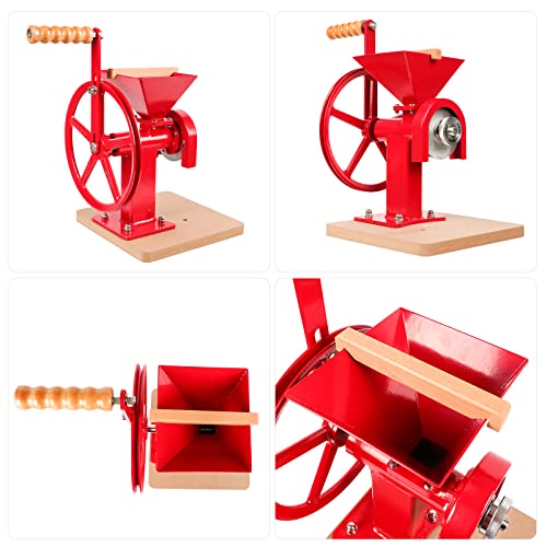 Mosakar MHCGM-RED Hand Crank Grain Mill - Red. Exclusive Click & Lock Adjustment Knob, Make Fine Flour. Stainless Steel Grinding Burrs. Wheat And Corn Grinder. Peanut Butter Maker thumb #3