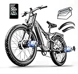 Shengmilo S600 Electric Bike for Adults,26' x 3.0 Fat Tire Ebike,2000W Dual Motors Ebike,37MPH,48V 17.5AH Battery,Full Suspension Double Shoulder Fork DNM Rear Shock Electric Mountain Bike,UL,GCC