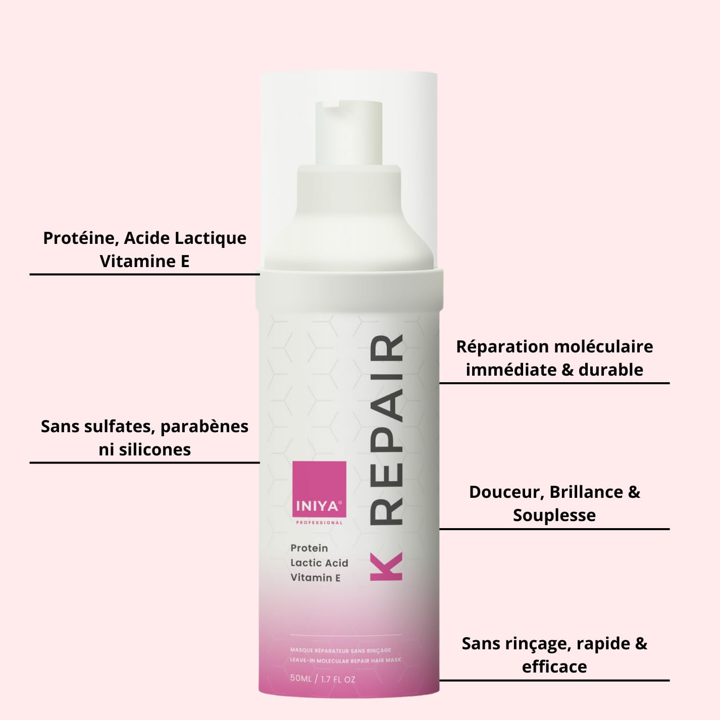 Onix B.otox Soin Capillaire 1KG | Soin Moléculaire Sans Rinçage | Iniya Professional K Repair 50ml