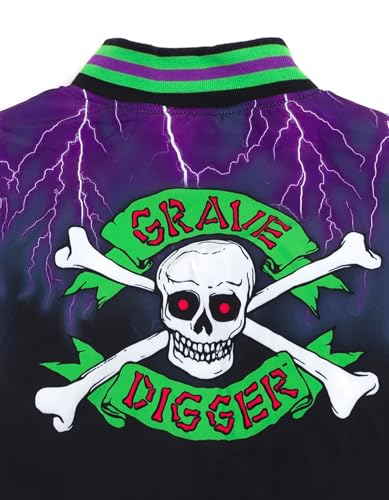 Image of Monster Jam Boys' Zip-Up Bomber Jacket Toddler to Big Kid | Full Front Hidden Zipper, Tapered Ribbed Collar, Side Seam Pockets, Warm Quilted Lining