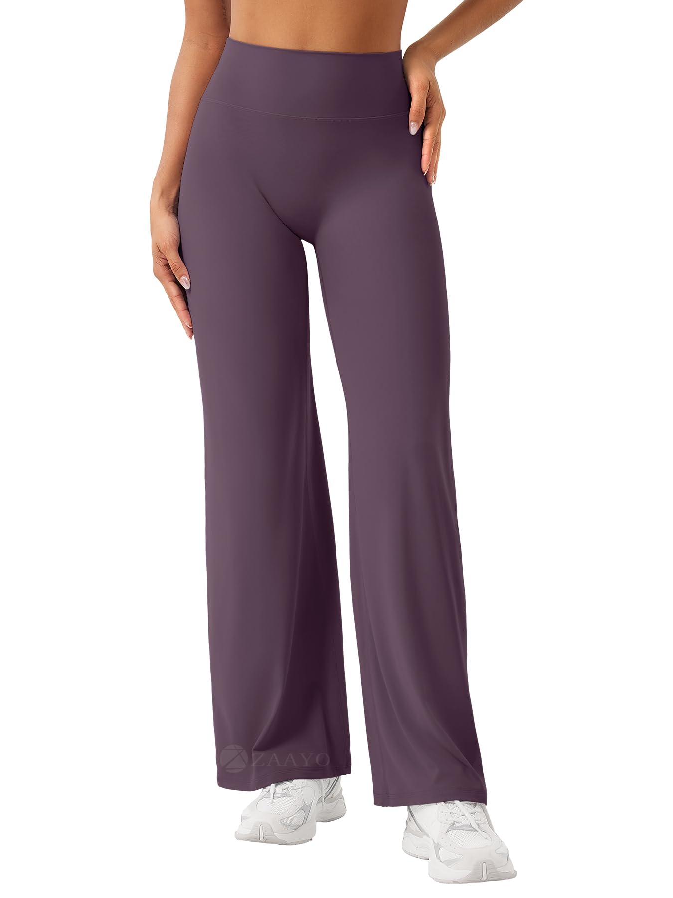 ZAAYO Nahtlose Straight Leggings Damen Hohe Taille Flared Leggings Yoga Hosen Sport Yoga Legging Damen Gym Yoga Pants Schlaghose-Regular/Lang/Extra Lang