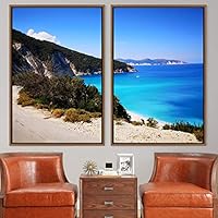 2 Piece Framed Canvas Wall Art Coastal Scenery Canvas Prints Home Artwork Decoration for Living Room,Bedroom - 16