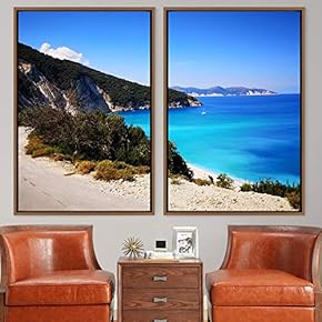 signwin 2 Piece Framed Canvas Wall Art Coastal...