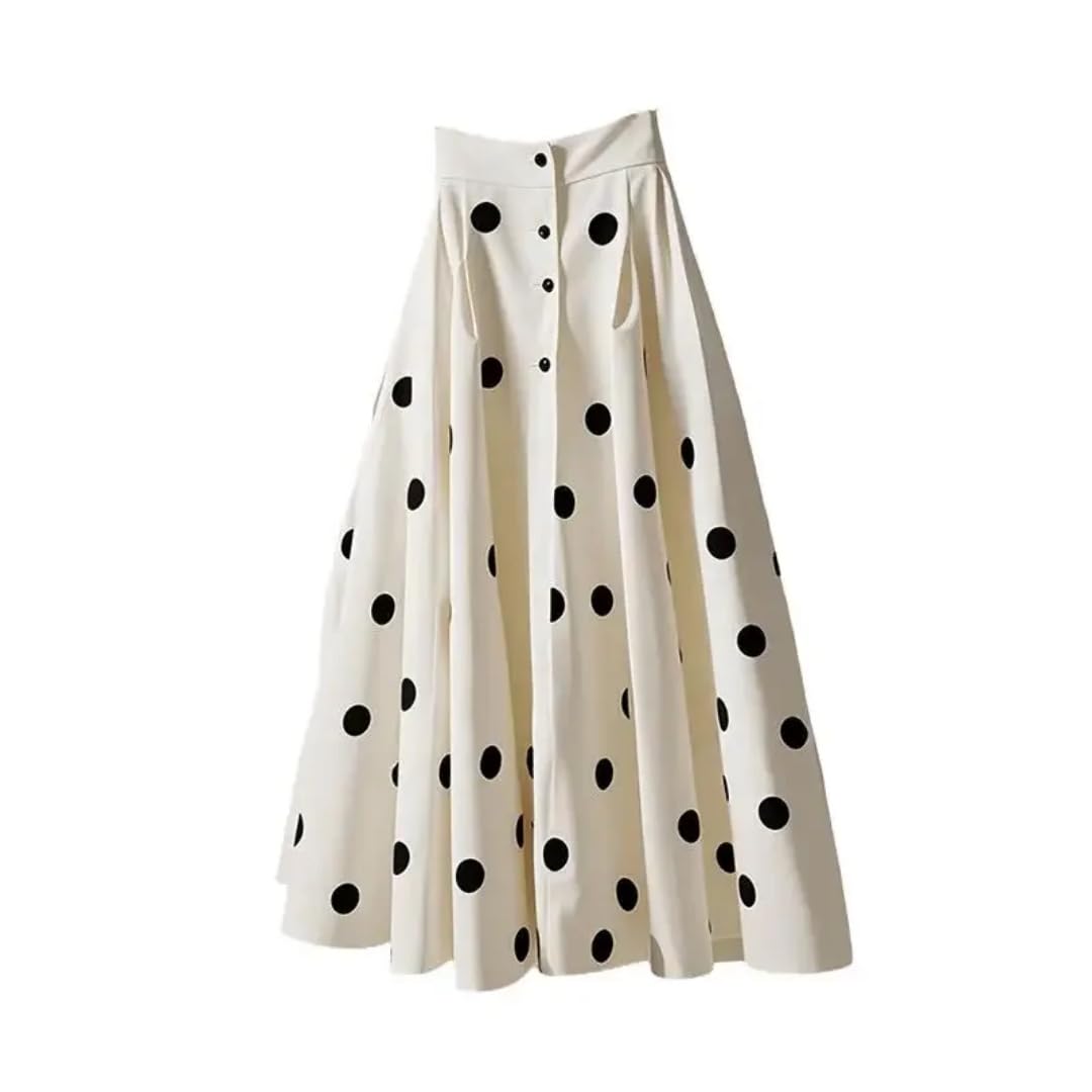 Faldas De Tubo Mujer Falda Blanca para Mujer Jupe De Cintura Alta Jupe Vintage De Gran Swing Falda Suelta Y Dulce