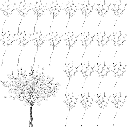 Jetec 60 Pieces Artificial Bouquets with Acrylic Bead Drop Crystal ...