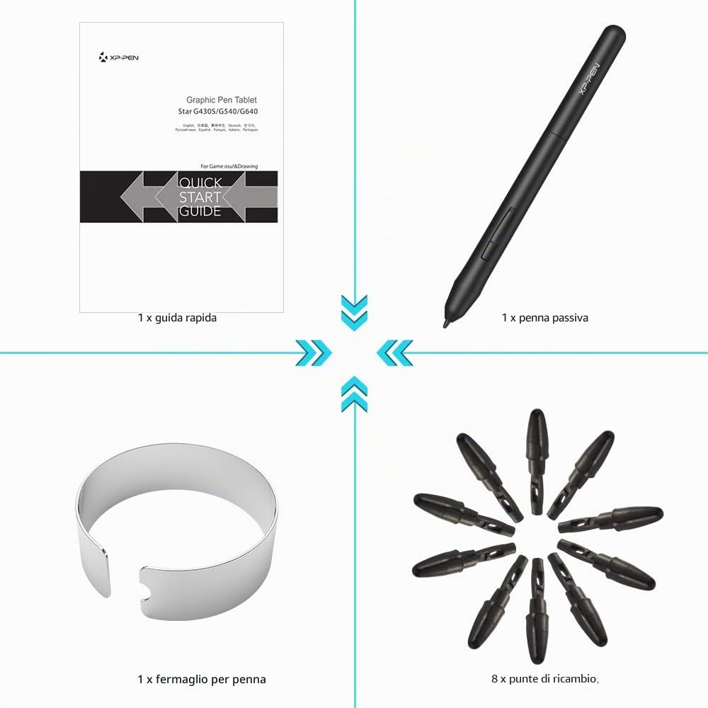 XP-PEN G430S Tablet Grafico Pennino Passivo 8192 Livelli Dimensioni 4x3 Pollici per Giocare OSU Disegnare Firma