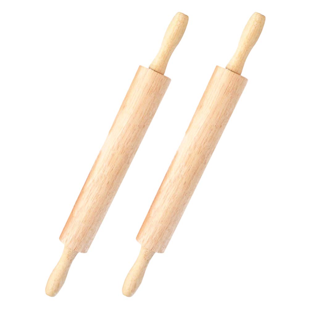 Cabilock 2piezas Rodillo De Madera Natural Sin De Herramienta Esencial Para Hornear Pasteles y Galletas Ergonómicos y Rodamiento Para El