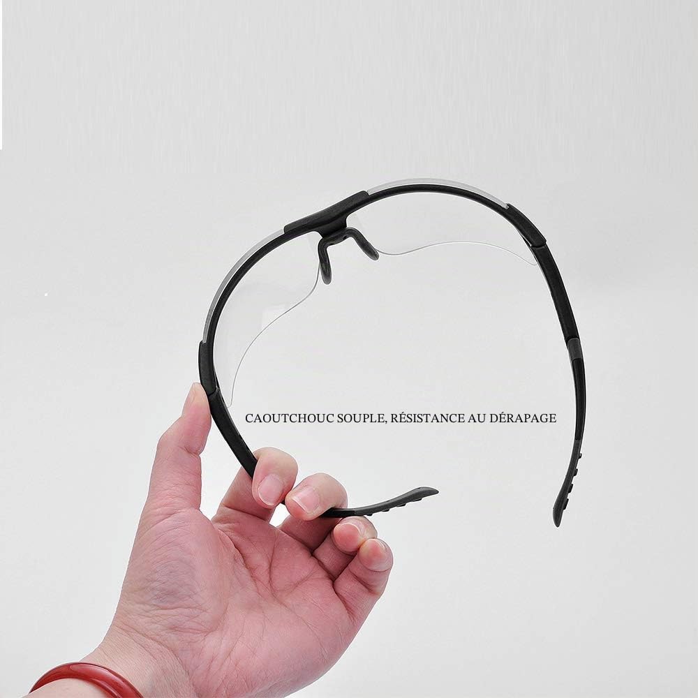 Lunettes de sécurité avec étui pour protection des yeux, anti-buée, anti-rayures, UV 400, ANSI Z87+ Lunettes de sécurité pour la chasse, le cyclisme, la conduite