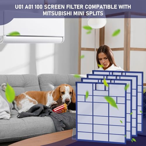 Image of U01 A01 100 Replacement Filter Compatible with Mitsubishi Electric U01 A01 100 Nano Platinum Mini Split Filter, 4 Pack