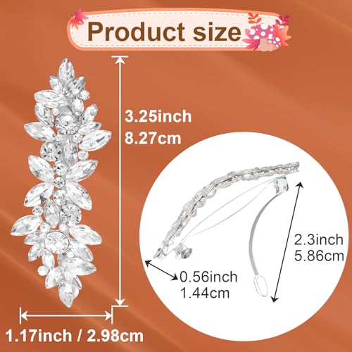 Pinza para cabello de cristal plata brillante para boda miniatura 2