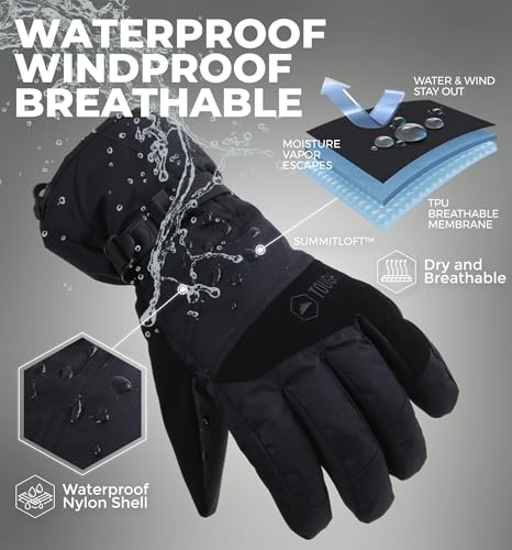 Tough Outdoors Snow Gloves - Men's & Women's Waterproof Winter & Snowboarding Gloves - Image 4