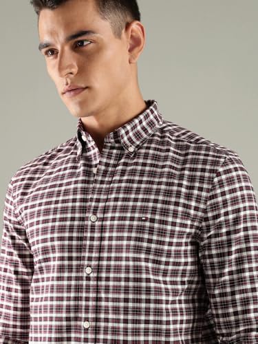 Image of Checks Slim Fit Oxford Woven Shirt