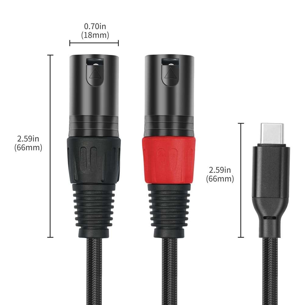 Bochara tipo C entrada a doble salida XLR macho cable de audio OFC para altavoces amplificador mezclador 200 cm