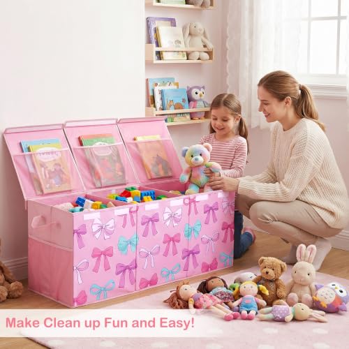Image of Toy Box with Adjustable Divider Large Toy Chest Storage for Nursery Kidroom