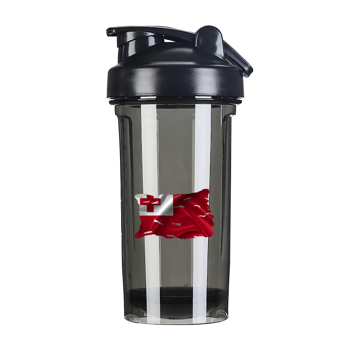 Torn Broken Tonga Tongan Flag 18 Ounce Shaker Bottle Drink Mixer Leak-proof Pre Workout Protein Shakes Meal Replacement Shakes Bottles 500ML/18 Oz Black&-1