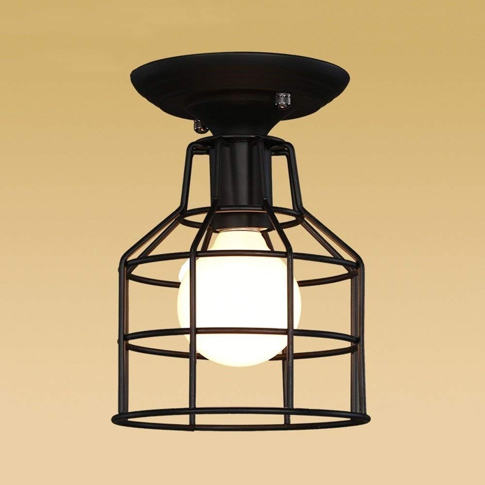 Lámpara Industrial de techo E27 con jaula decorativa de hierro y estilo moderno 7