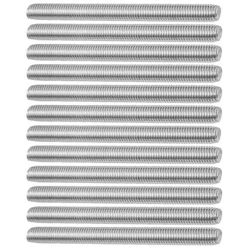 TTQiAnJ 12 Pièces Tiges Filetées M8 x 100 mm,Tiges Entièrement Filetées en Acier Inox A2 V2A pour la Fabrication des Industries de L'automobile et de la...