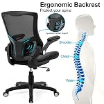 Office Chair Ergonomic Desk Chair, Computer PU Leather Home Office Chair, Swivel Mesh Back Adjustable Lumbar Support Flip-up Arms Executive Task Chair - Image 5