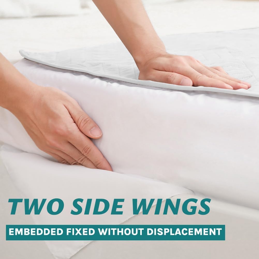 DUJUIKE AlèSes Lavables pour Incontinence avec Ailes, ProtèGe-Matelas ImperméAble, Drap Absorbant RéUtilisable pour Incontinence Et Pipi Au Lit, Dessous AntidéRapant (Blanc, 2pcs(85×90cm))