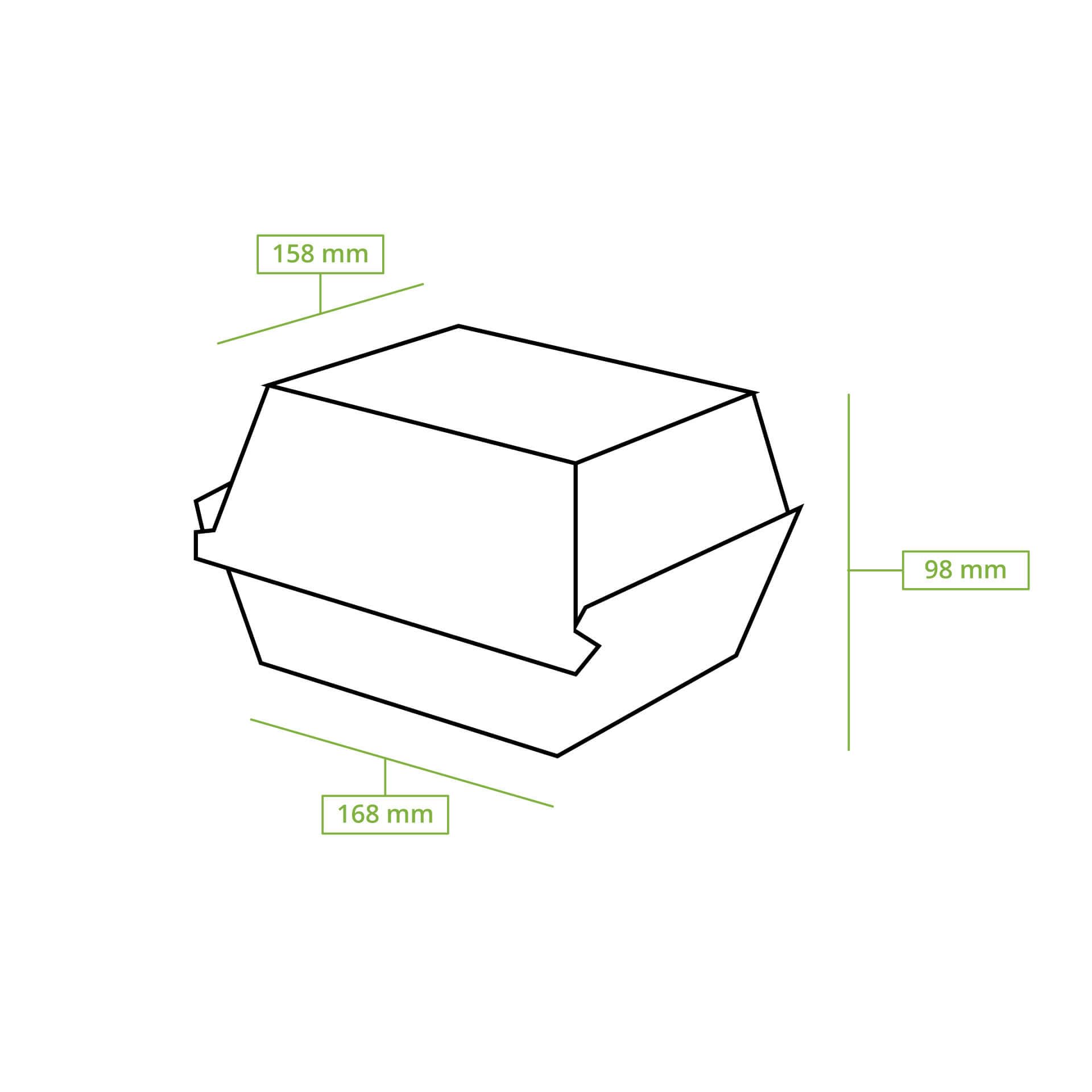 BIOZOYG Take Away Burger Box 200 pièces I boîtes à hamburgers robustes avec couvercle à charnière haute I stable To Go Burger emballage en carton brun 16,8 x 15,4 x 9,8 cm I biodégradable