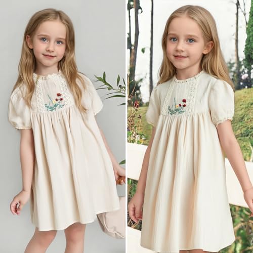 Simplee kids Baby Girl Dress Toddler Casual Dresses Summer Solid Color Floral Girl Clothes3